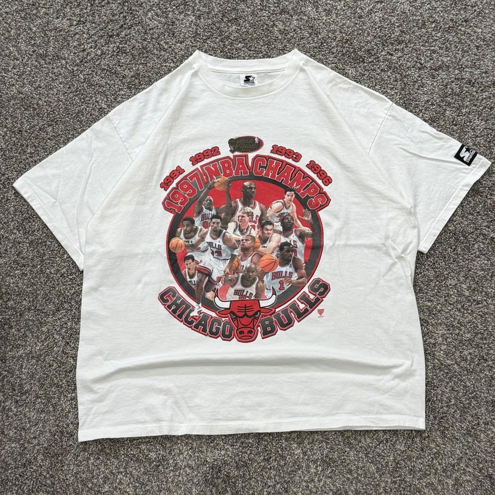 Vintage Starter Chicago Bulls 1997 NBA Champions T-Shirt Michael Jordan Mens XL